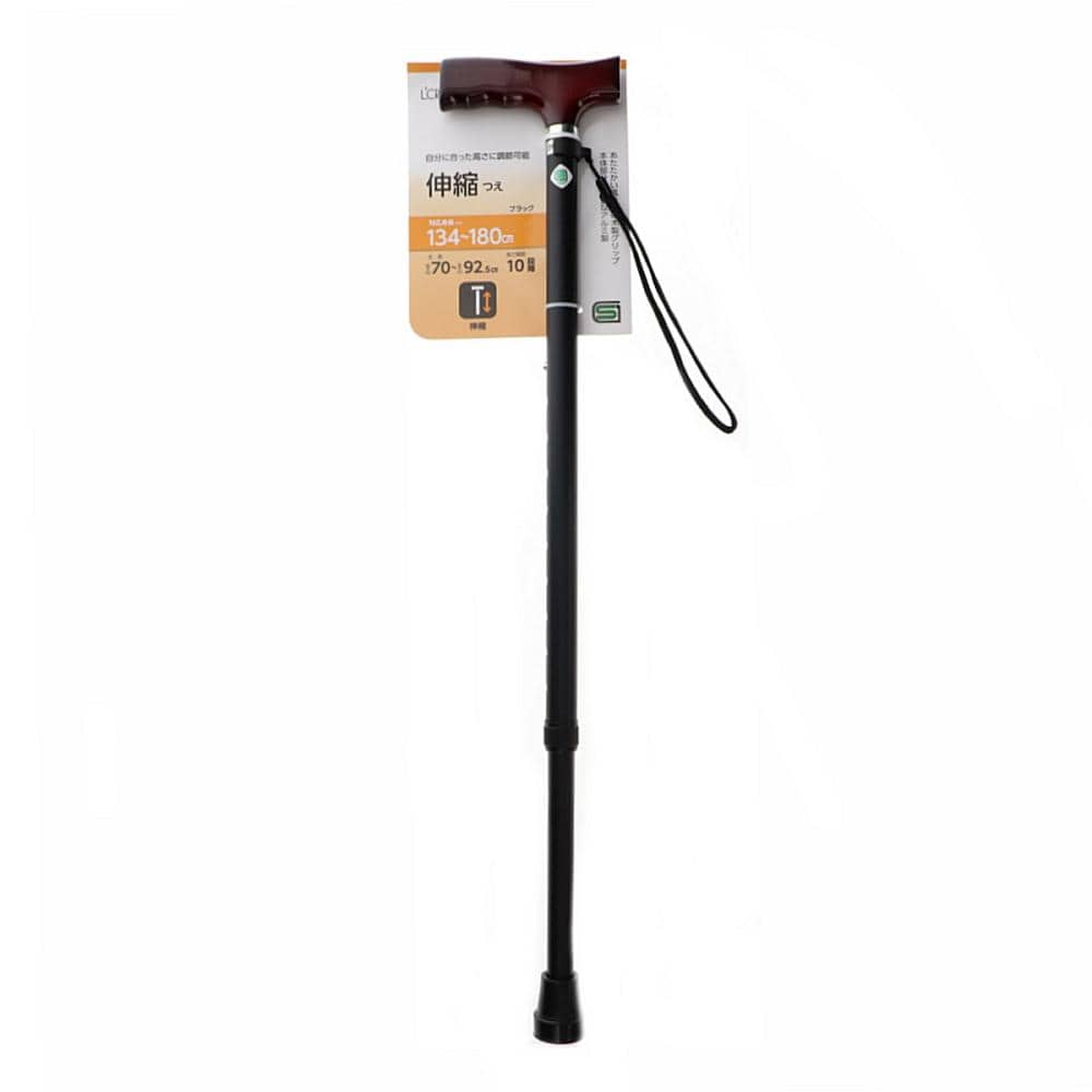 Ｌ’ＣＲＥＳＴ（ルクレスト）　アルミ伸縮ステッキ　ブラック