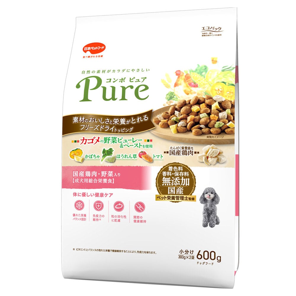 日本ペットフード　コンボ　ピュア　ドッグ　国産鶏肉・野菜入り　６００ｇ
