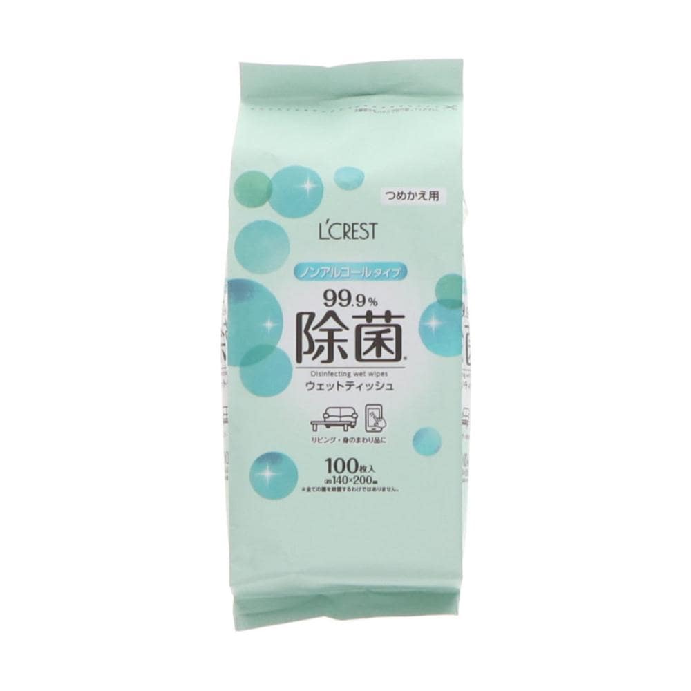 Ｌ’ＣＲＥＳＴ（ルクレスト）　ノンアルコールウェットティッシュ　詰め替え用　１００枚入り