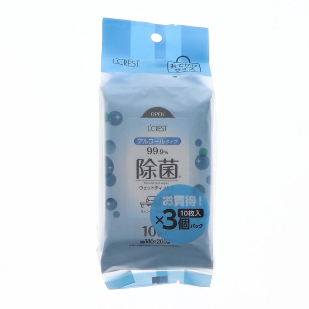 Ｌ’ＣＲＥＳＴ（ルクレスト）　アルコールウェットティッシュ　１０枚×３個入り