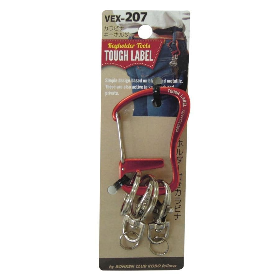中林製作所　タフレーベル　カラビナキーホルダー　赤　ＶＥＸ－２０７