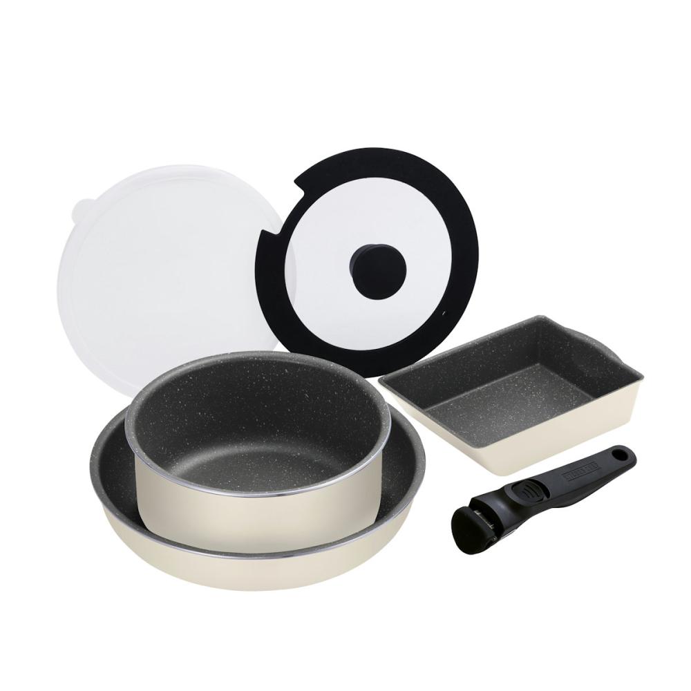 ダイヤモンドコートパン　ＩＨ　６点セット　アイボリー　ＤＣＩ－Ｔ６Ｓ