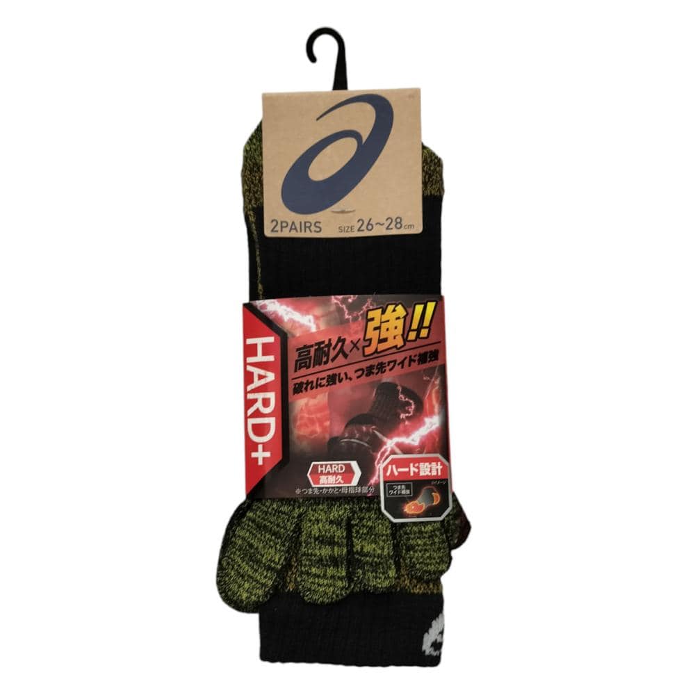 アシックス　紳士　ワークソックス　切替５本指クルー　Ｌ　２６ー２８ｃｍ　２足入り　