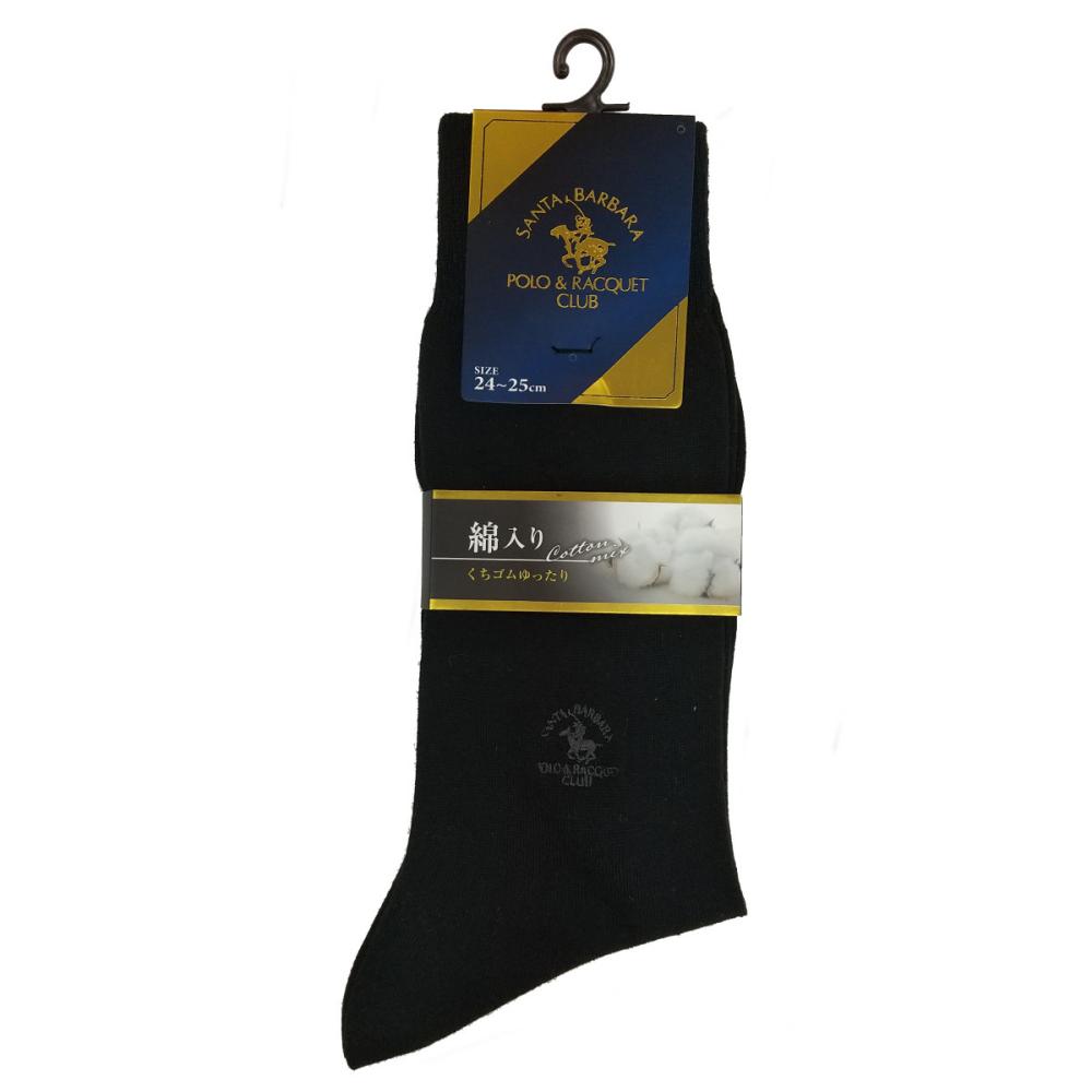 紳士　ビジネスソックス　刺繍クルー　ブラック　Ｓ　２４ー２５ｃｍ　１足入り