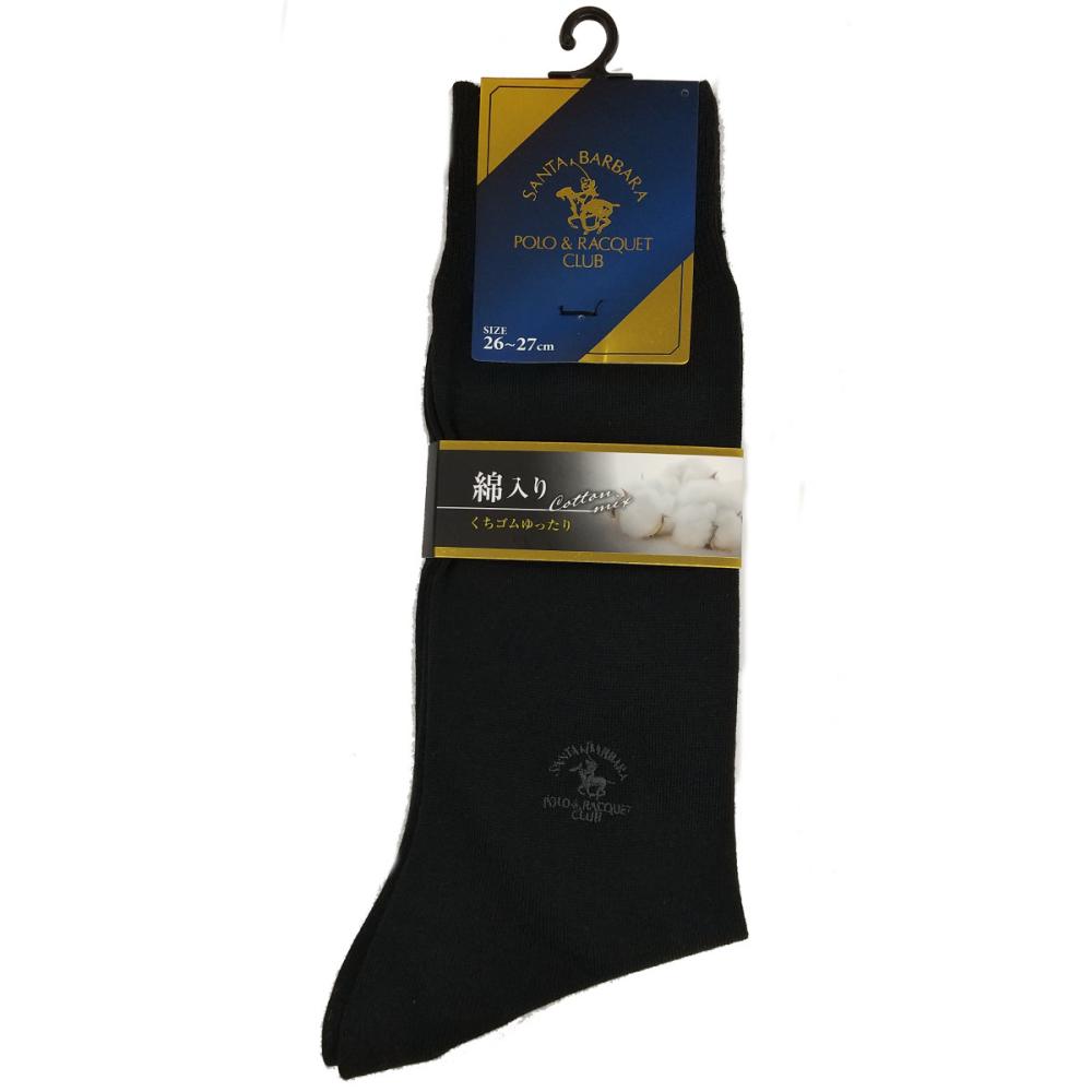紳士　ビジネスソックス　刺繍クルー　ブラック　Ｌ　２６ー２７ｃｍ　１足入り