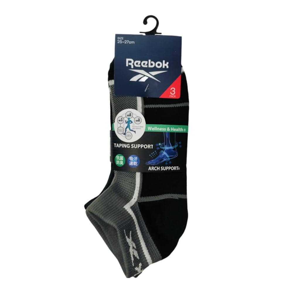 リーボック　紳士スニーカーソックス　柄　３足組