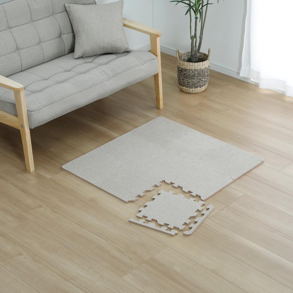 アテーナライフ　起毛ジョイントマット　ベージュ　９枚入り　ふち付