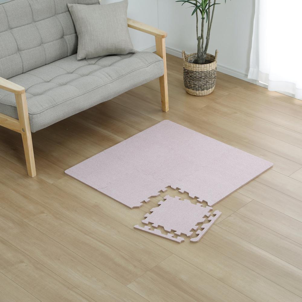 アテーナライフ　起毛ジョイントマット　ピンク　９枚入り　ふち付