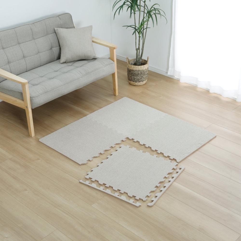 アテーナライフ　起毛ジョイントマット　大判　ベージュ　４枚入り　ふち付