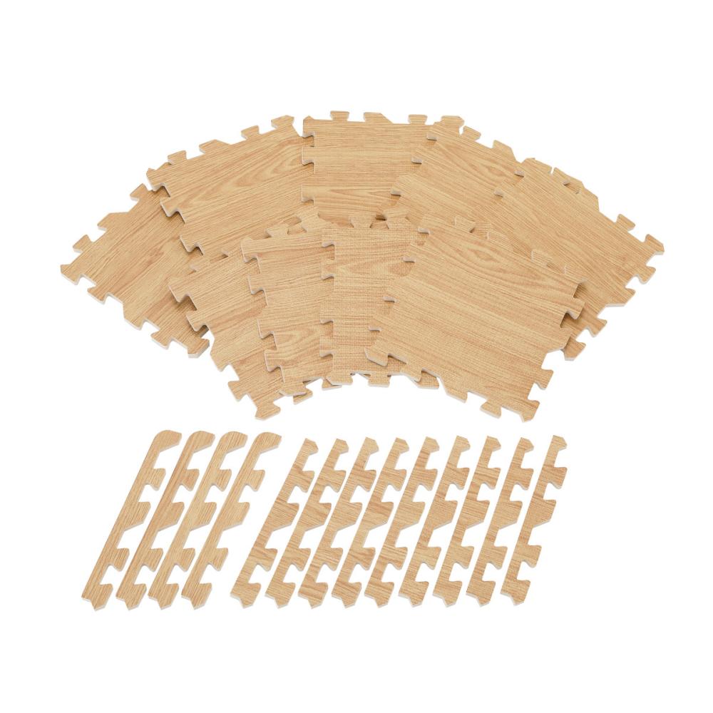 アテーナライフ　木目調ジョイントマット　ベージュ　９枚入り　ふち付