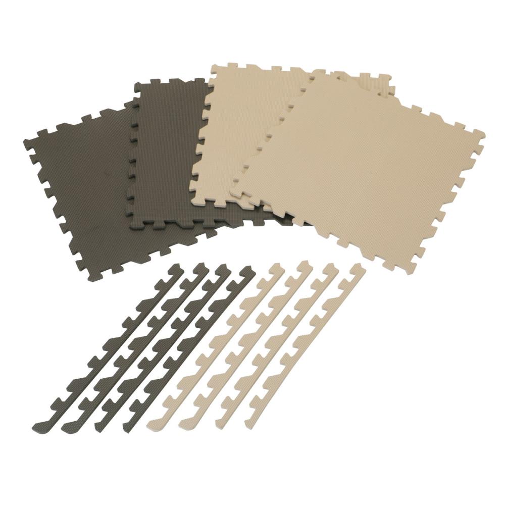 アテーナライフ　ジョイントマット　大判　４枚入り　縁付き　ブラウン／ベージュ