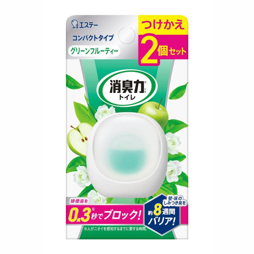 エステー　消臭力コンパクト　トイレ用　グリーンフルーティー　付け替え用　２個入り
