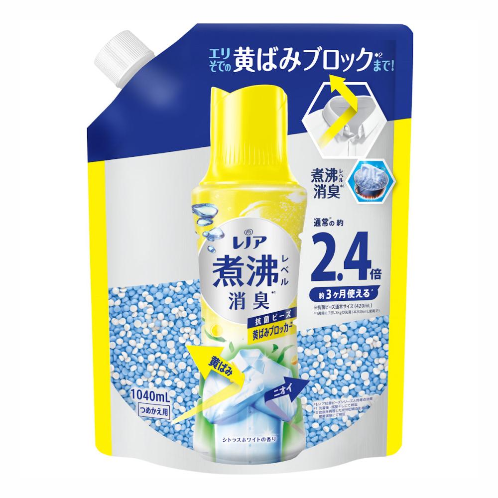 Ｐ＆Ｇ　レノア　超消臭　煮沸レベル消臭　抗菌ビーズ　黄ばみブロッカー　シトラスホワイトの香り　詰め替え用　特大　１０４０ｍＬ
