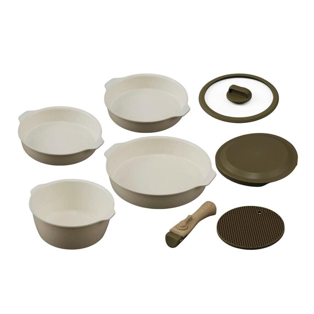 アイリスオーヤマ　お皿になるフライパン８点セット　ＤＰＡＮ－８Ｓ　アイボリー