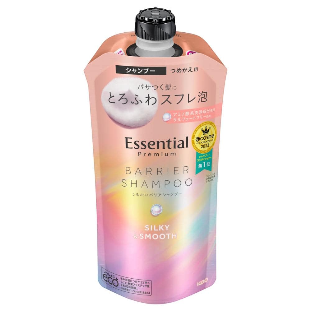 花王　エッセンシャル　プレミアム　うるおいバリアシャンプー　シルキー＆スムース　詰め替え用　３４０ｍＬ