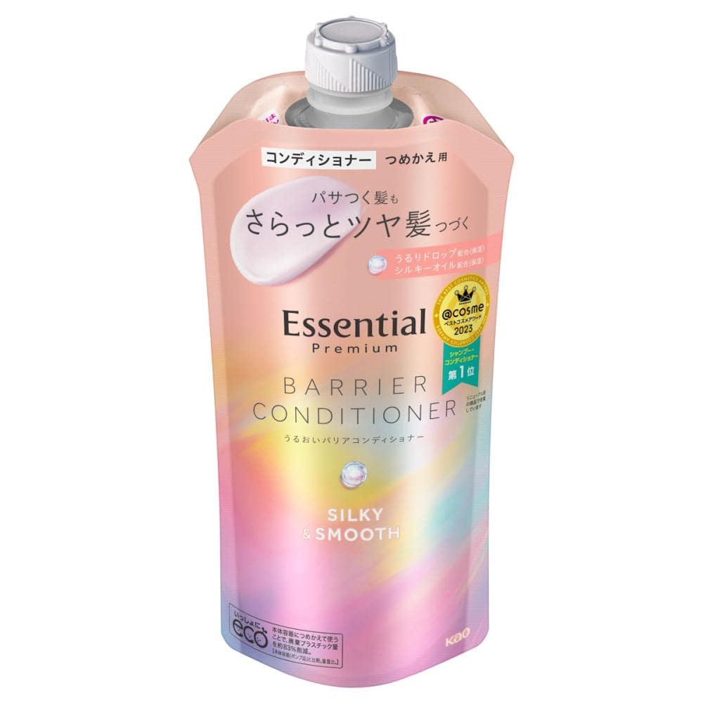 花王　エッセンシャル　プレミアム　うるおいバリアコンディショナー　シルキー＆スムース　詰め替え用　３４０ｍＬ