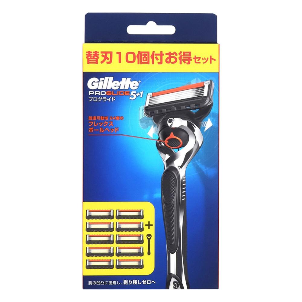 Ｐ＆Ｇ　ジレット　プログライドマニュアル９Ｂ　カミソリ　ホルダー本体＋替刃１０個付