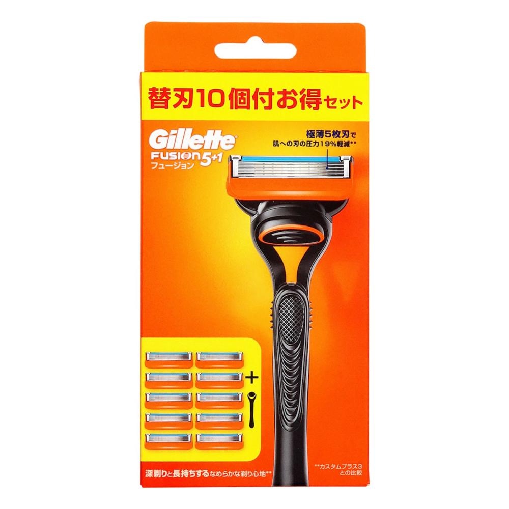 Ｐ＆Ｇ　ジレット　フュージョンマニュアル９Ｂ　カミソリ　ホルダー本体＋替刃１０個付