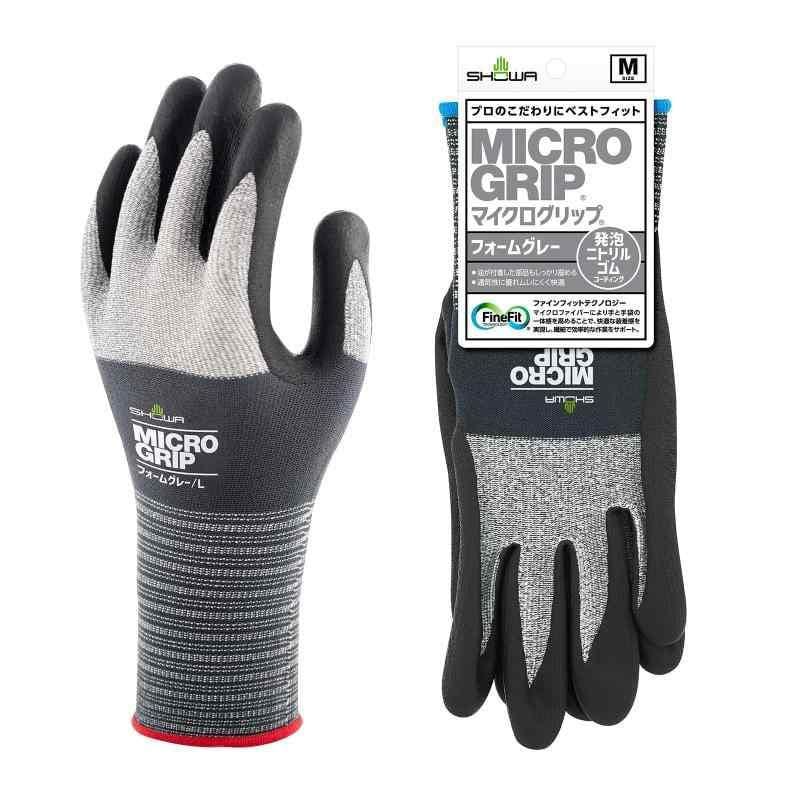 ショーワグローブ　ニトリルゴム背抜き手袋　マイクログリップ　フォームグレー　Ｌ　＃３８１