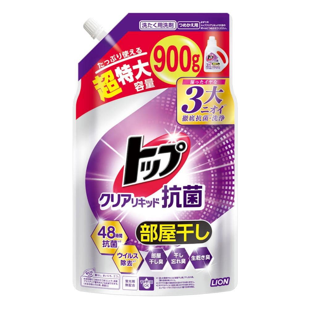 ライオン　トップ　クリアリキッド抗菌　詰替用　超特大　９００ｇ
