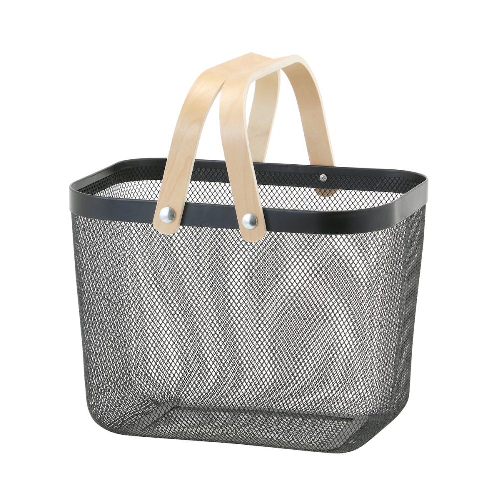 アテーナライフ　カラーボックスにちょうどいい　メッシュ収納バスケット　レギュラー　ブラック