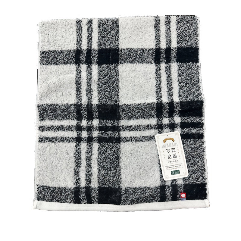 林　バスタオル　今治ルーミーチェック　ブラック