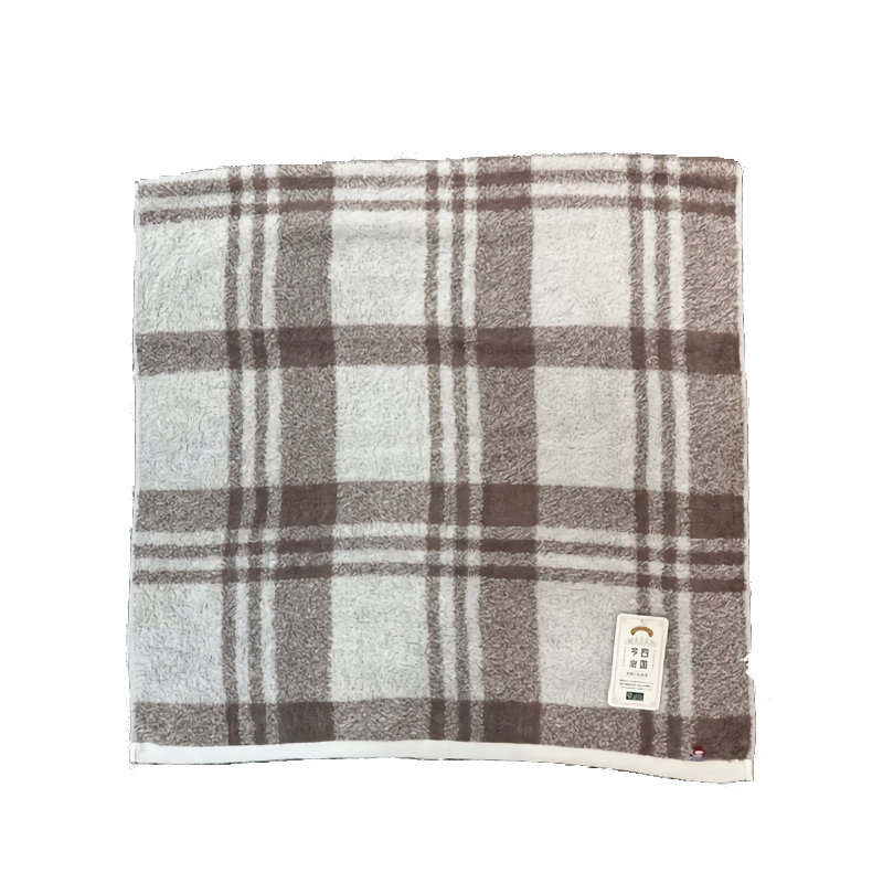 林　フェイスタオル　今治ルーミーチェック　ブラウン
