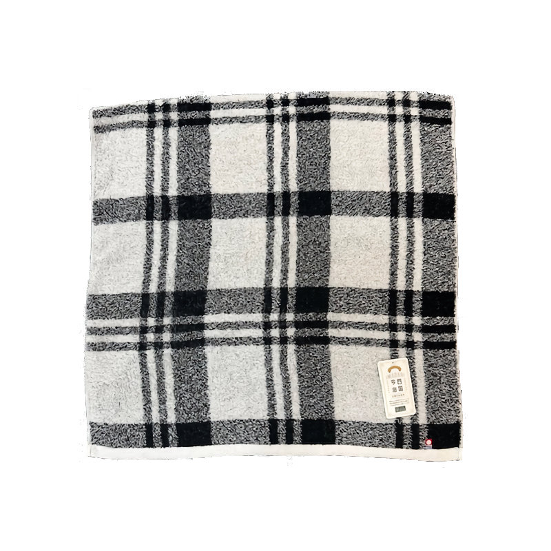 林　フェイスタオル　今治ルーミーチェック　ブラック
