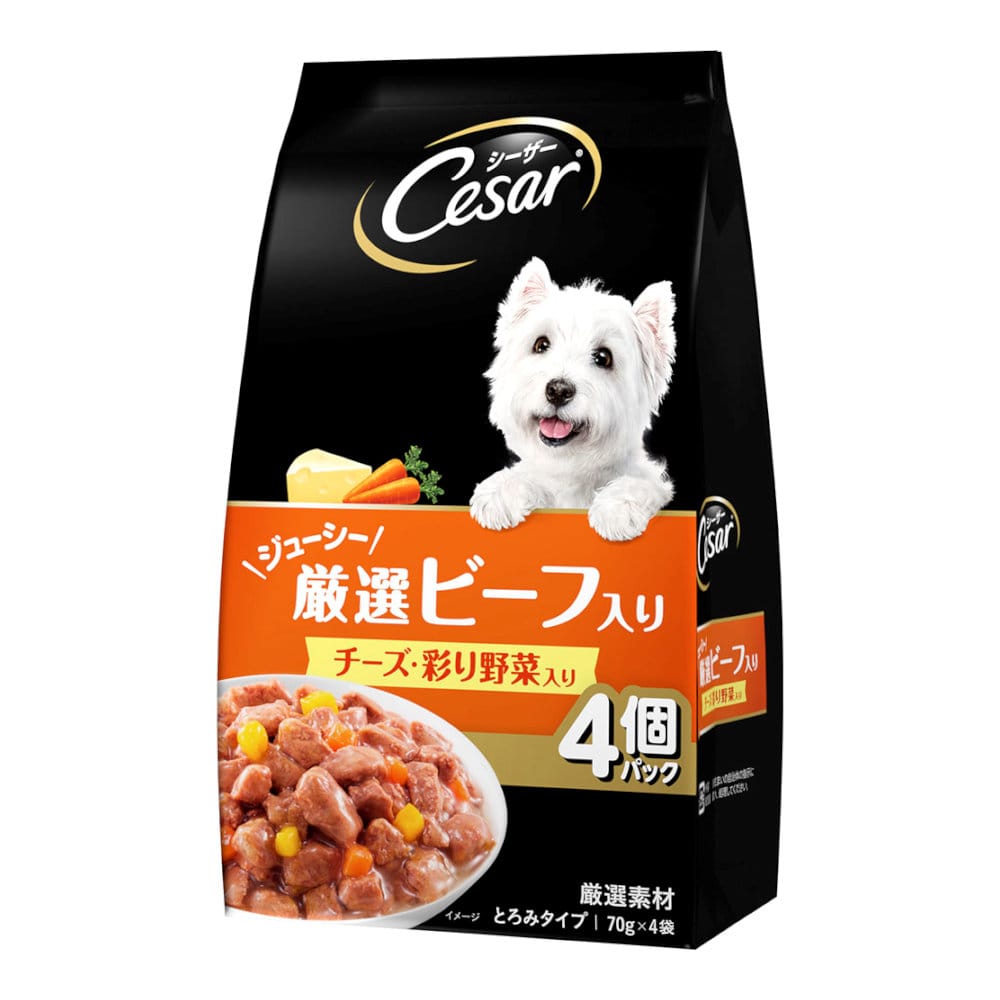 マースジャパン　シーザー　ジューシービーフチーズ野菜　７０ｇ×４個