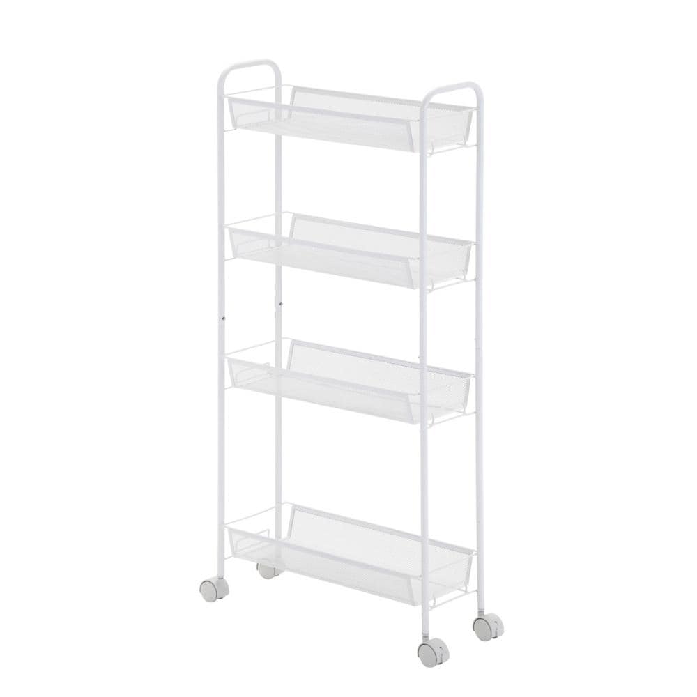 アテーナライフ　簡単組立すきまワゴン　４段　ホワイト