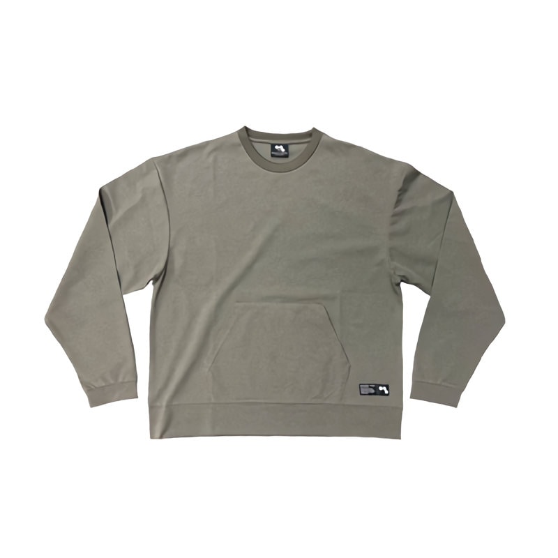 ボクラワークス　はっ水ストレッチ長袖Ｔシャツ　クルーネック　ファブリックニット　カーキ　Ｌ　３８１７