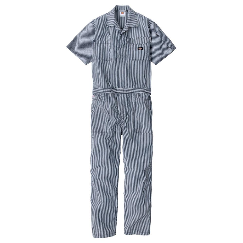 ディッキーズ　ライトＳＴヒッコリー　半袖つなぎ　ネイビー　Ｌ　Ｄ７１０２