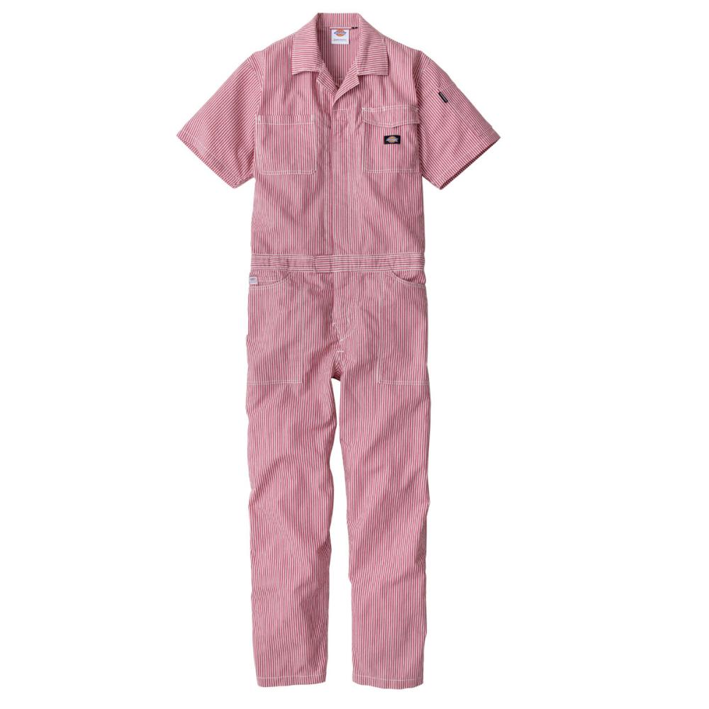 ディッキーズ　ライトＳＴヒッコリー　半袖つなぎ　レッド　Ｓ　Ｄ７１０２