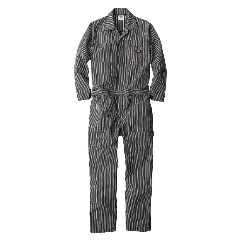 ディッキーズ　ライトストレッチ　ヒッコリー長袖つなぎ　ブラック　４Ｌ　Ｄ７１０６