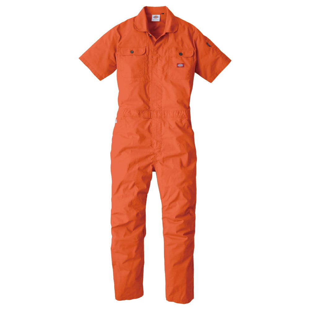 ディッキーズ　ストレッチＣＶＣ半袖つなぎ　オレンジ　Ｌ　Ｄ７４９