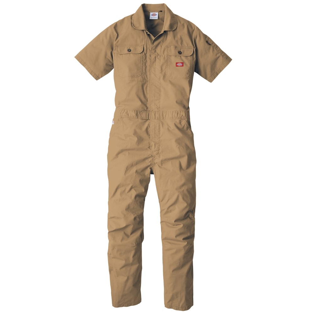 ディッキーズ　ストレッチＣＶＣ半袖つなぎ　カーキ　３Ｌ　Ｄ７４９