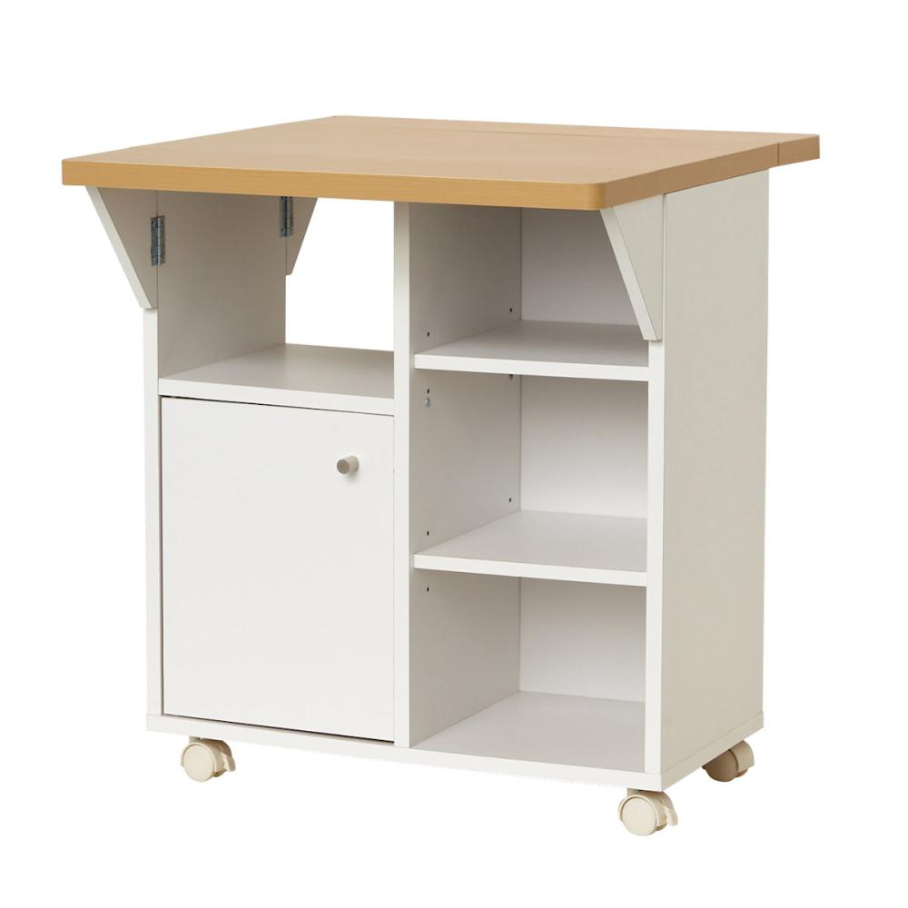 クロシオ　国産バタフライ式キッチンワゴン　ホワイト　４９７５３