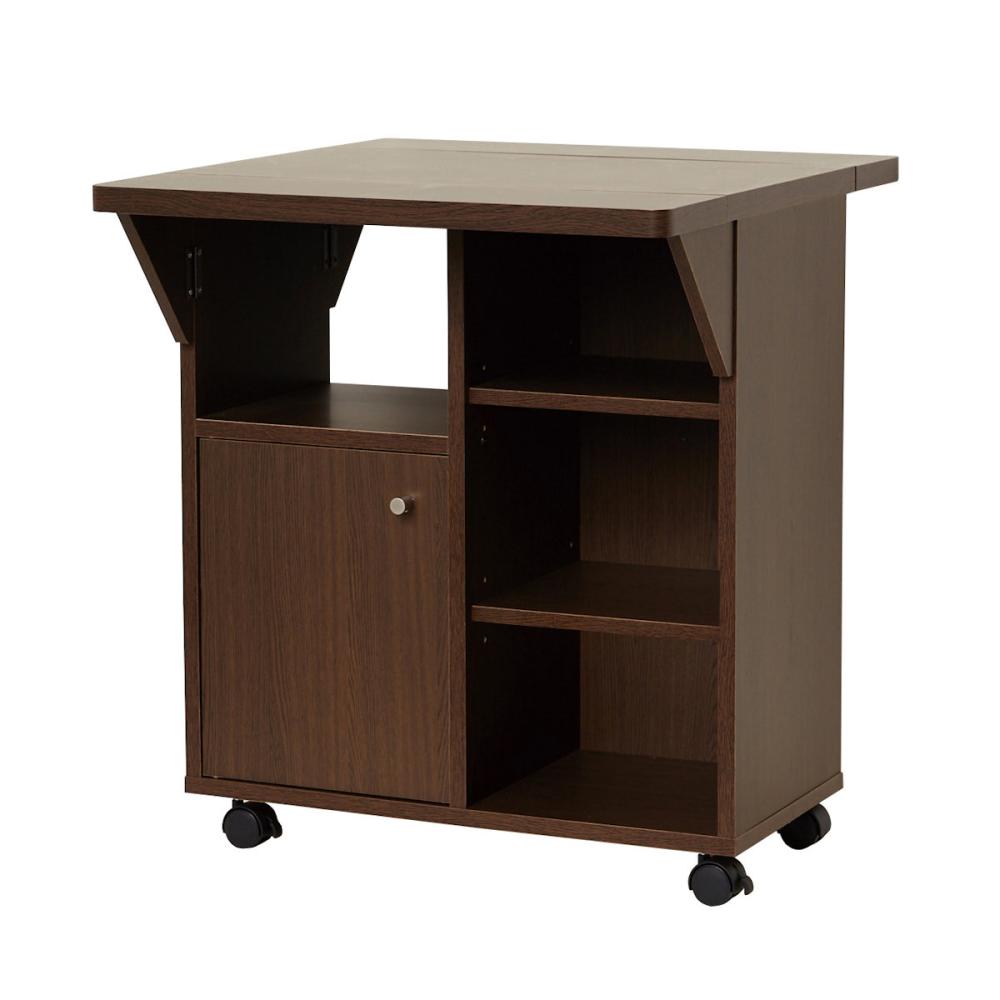 クロシオ　国産バタフライ式キッチンワゴン　ブラウン　８７５３１