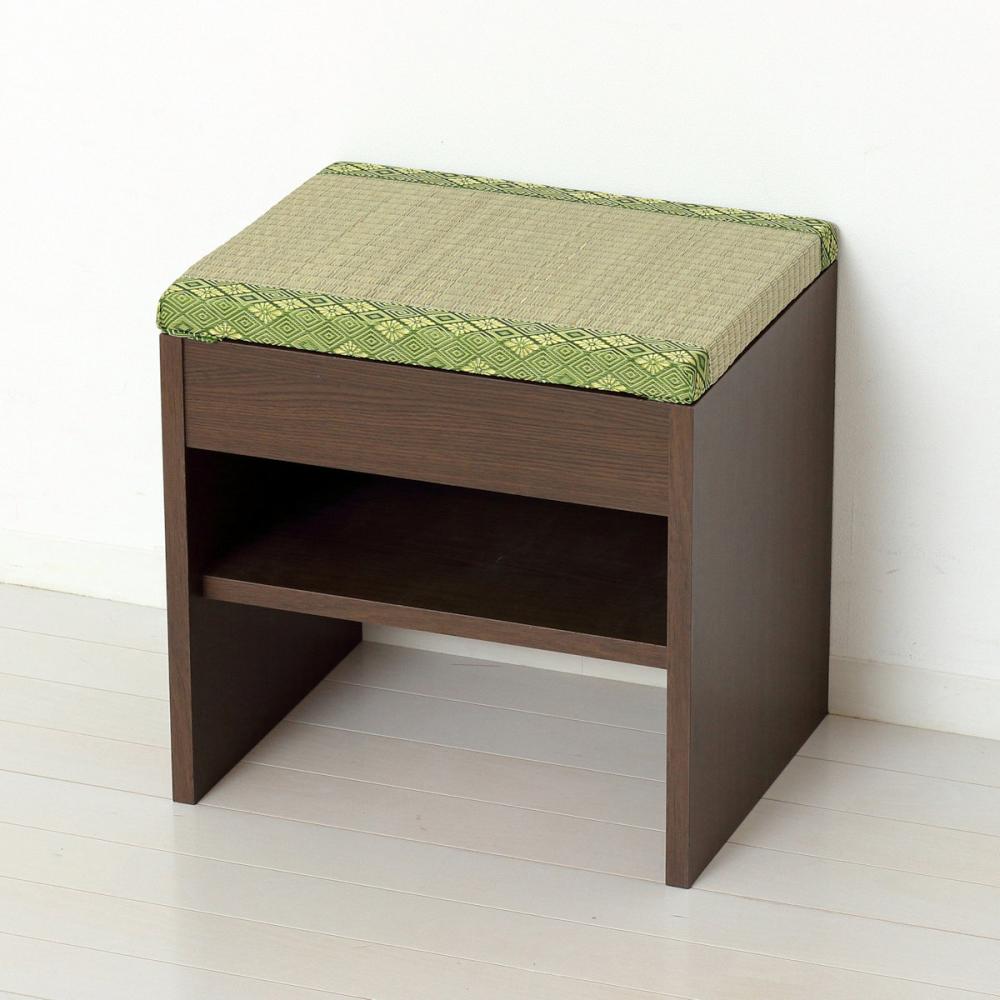 クロシオ　国産　棚付き畳スツール