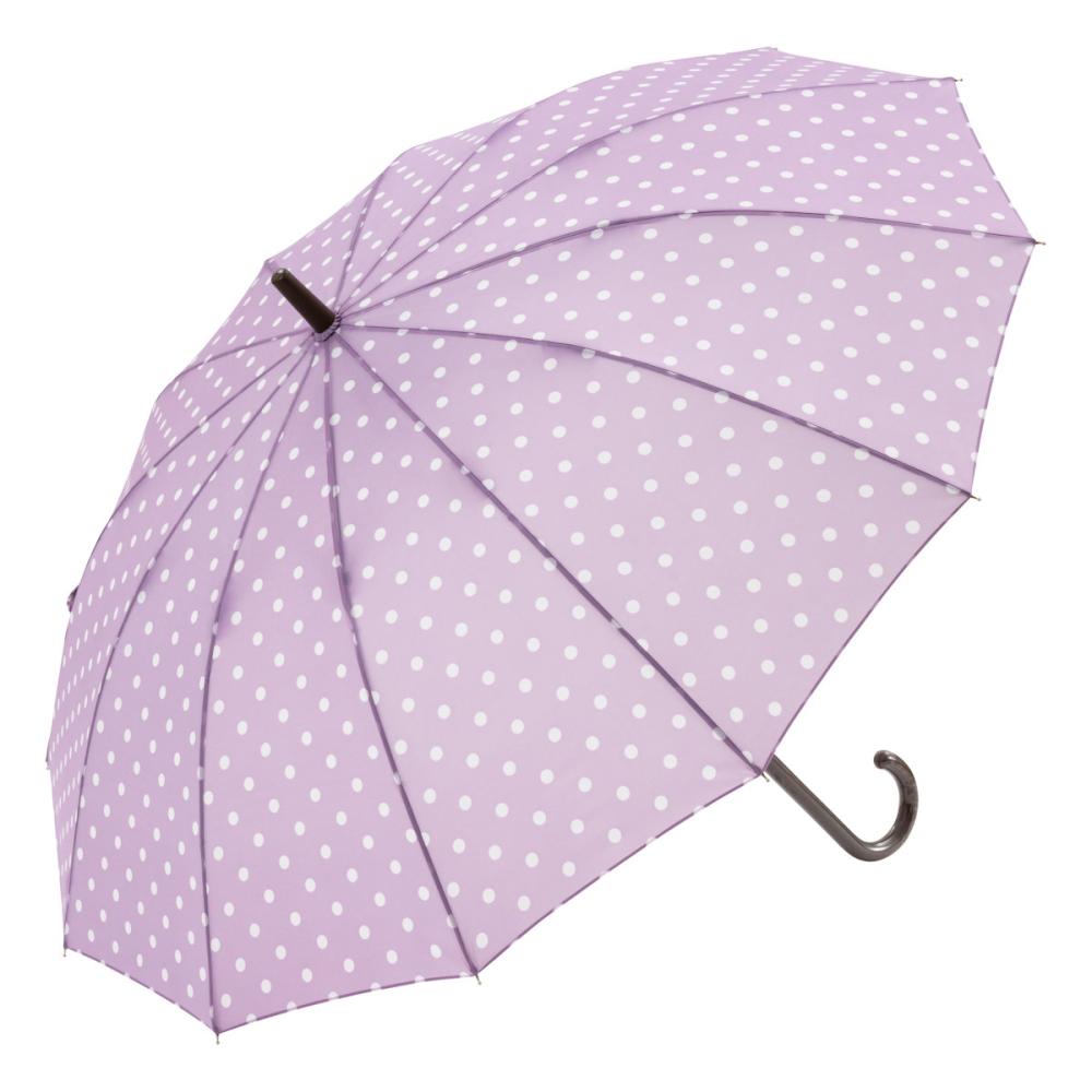 スギハラ　５８ｃｍジャンプ傘　１２本骨　水玉　パープル