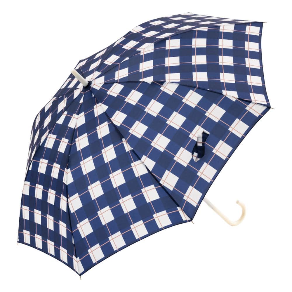 スギハラ　６０ｃｍジャンプ傘　グラス骨　チェック　ネイビー