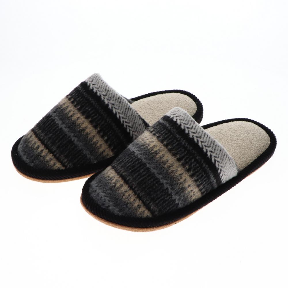 アテーナライフ　外縫いノルディック調スリッパ　ブラック　Ｌ