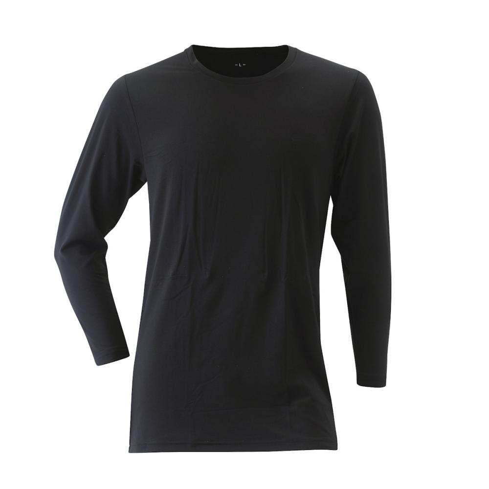 你的品牌名　紳士エアライトウォーム　丸首シャツ　９分袖　ブラック　Ｌ