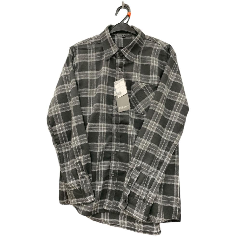 你的品牌名　起毛チェックシャツ　ブラックチェック　Ｌ