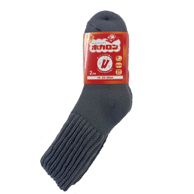 紳士ホカロン裏起毛靴下クルー丈　ネイビー　２足組　２４～２６ｃｍ