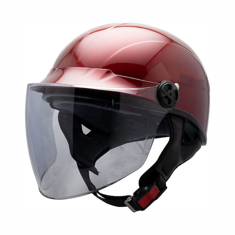 石野　ハーフヘルメットシールド付き　キャンディレッド