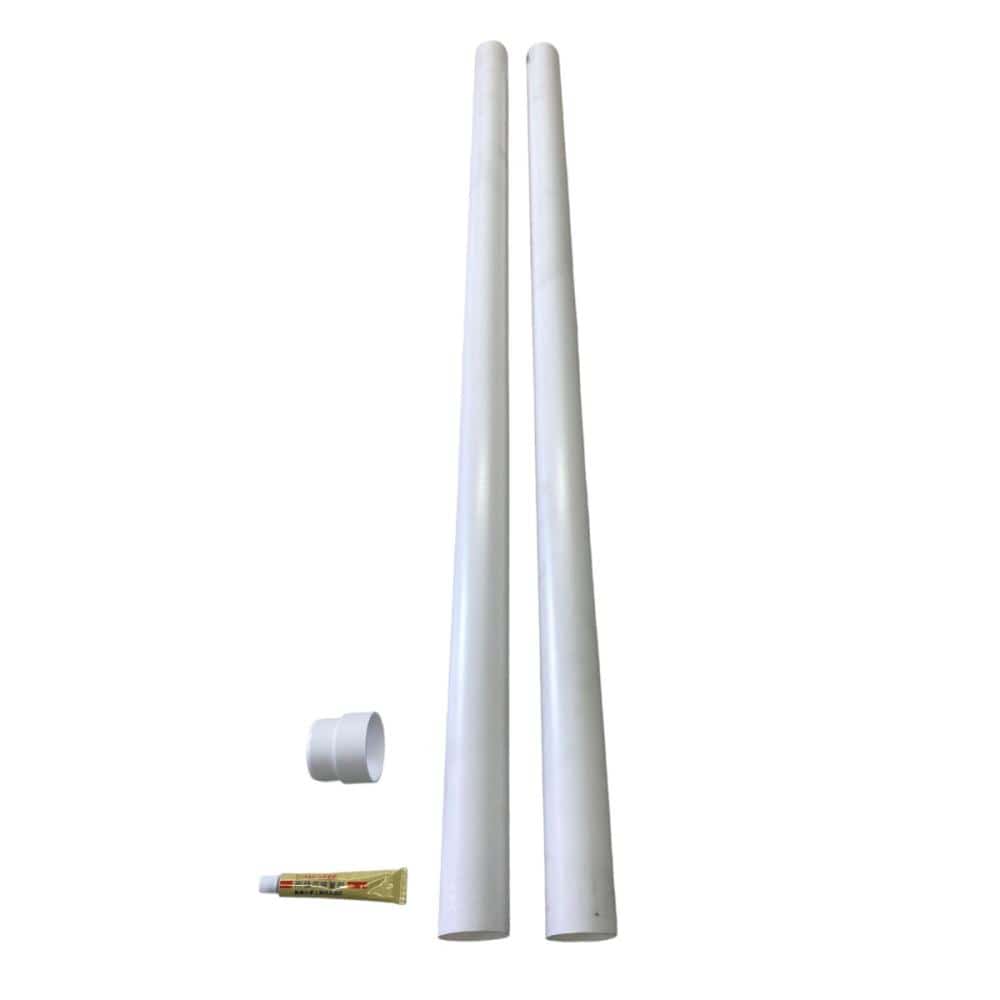 カーポート用雨どい　丸樋　ホワイト　直径４２ｍｍ×１ｍ　丸樋×２本とストレートジョイナー・接着剤セット