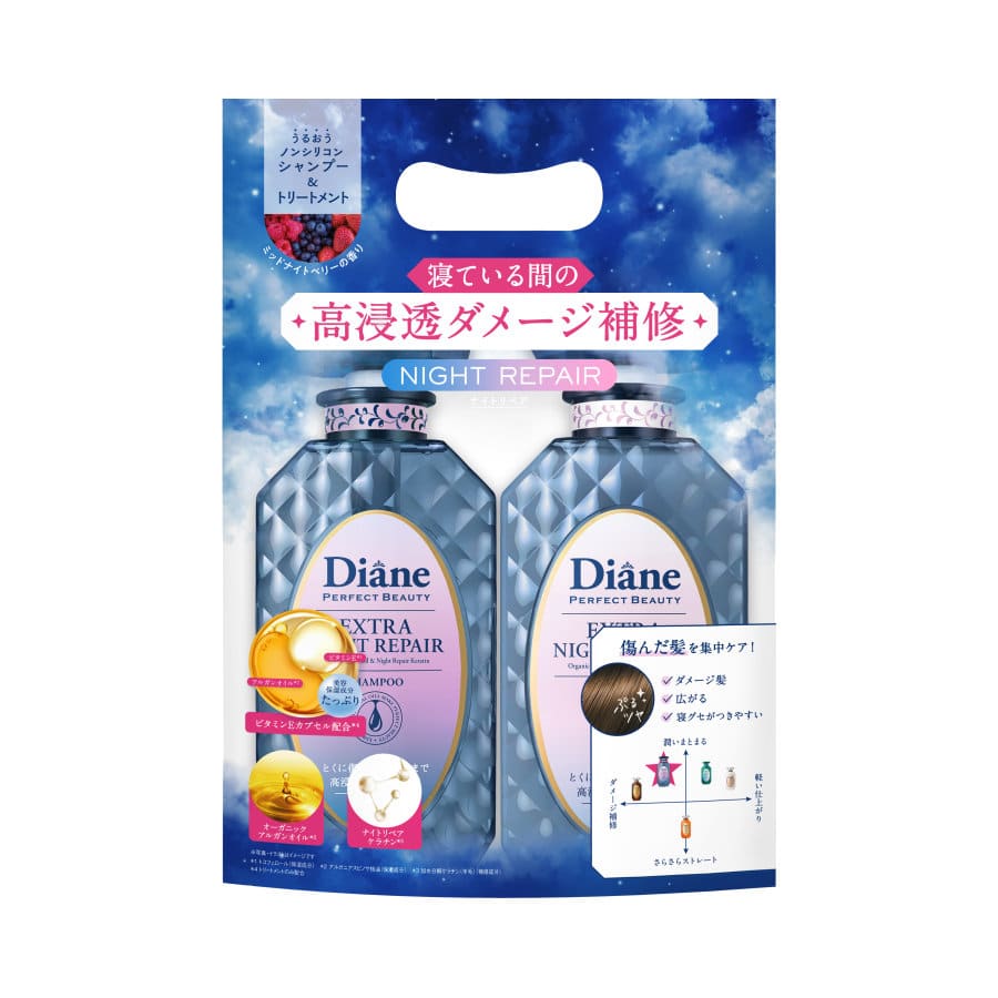 ネイチャーラボ　ダイアン　パーフェクトビューティー　ナイトリペアシャンプー＆トリートメント　４５０ｍＬ×２個