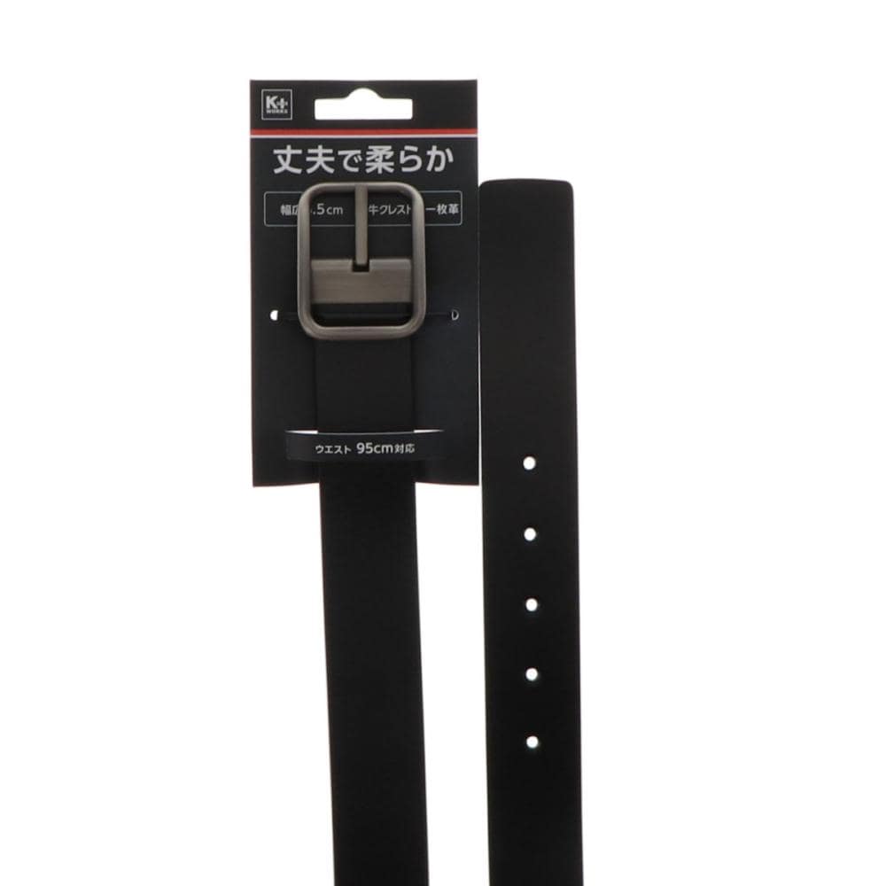 Ｋ＋ＷＯＲＫＳ　本革１枚革ベルト　ブラック　３５ｍｍ