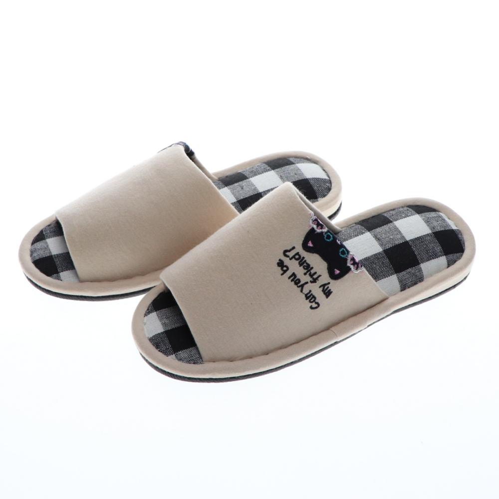 アテーナライフ　外縫いスリッパ　猫　ベージュ　Ｍ